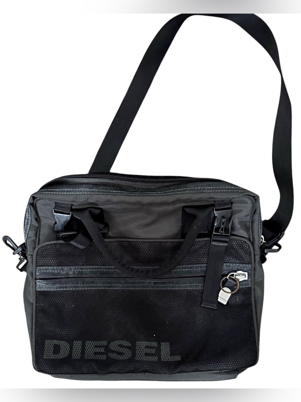 Diesel Black and Gray Crossbody Messenger Bag